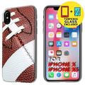 Clear TPU Phone Case for Apple iPhone XS X Football 4 Temper Glass Included Combo