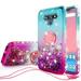 LG LG K51/LG Reflect/L555DL/Q51 Case w/ TPU Screen Protector Liquid Quicksand Glitter Cute Bling Girls Women [Shock Proof] for LG LG K51/LG Reflect/L555DL/Q51 - Teal/Pink