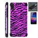 WORLD ACC Combat Guard Phone Case Compatible with TCL A2X + Screen Protector Brushed Metal Texture Hybrid Cover (Hot Pink Zebra Skin)