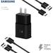 OEM Adaptive Fast Wall Charger for Samsung Galaxy Tab Active 2 Bundled with 2x Type C/USB-C Cables 4 Feet - Black