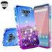 LG LG K51/LG Reflect/L555DL/Q51 Case w/ TPU Screen Protector Liquid Quicksand Glitter Cute Bling Girls Women [Shock Proof] for LG LG K51/LG Reflect/L555DL/Q51 - Pink/Purple