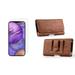 Bemz Holster Bundle for Apple iPhone 12 Mini: PU Leather Phone Carrying Belt Holster Pouch Case (Cards Slot/Coins Holder) with Tempered Glass Screen Protector - Brown