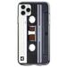 DistinctInk Clear Shockproof Hybrid Case for iPhone 12 Pro MAX (6.7 Screen) - TPU Bumper Acrylic Back Tempered Glass Screen Protector - Audio Cassette Tape