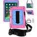 iPad Air 2 Shockproof Case iPad Pro 9.7 Case Dteck Heavy Duty Rugged 3 Layer Full Body Protection Case Kickstand with Shoulder Strap Hand Strap Rose/Blue