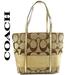 Coach Bags | Coach Metallic Signature Logo Sateen Tote Euc | Color: Gold/Tan | Size: 14 X 9.5 X 3"