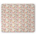 Floral Mouse Pad Pastel Simple Spring Flowers Oval Motifs Intertwined Rectangle Non-Slip Rubber Mousepad Peach Burnt Sienna by Ambesonne