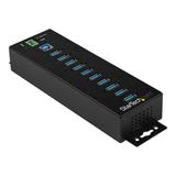 StarTech.com 10-Port USB 3.0 Hub with Power Adapter - Metal Industrial USB-A Hub with ESD & 350W Surge Protection - Din/Wall/Desk Mountable - High Speed USB 3.0 (5Gbps) - (5Gbps) Hub