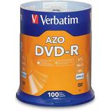 Verbatim DVD-R Blank Discs AZO Dye 4.7GB 16X Recordable Disc - 100 Pack Spindle Frustration Free Packaging