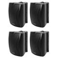 4) Rockville WET-6B 70V 6.5 IPX55 Black Commercial Indoor/Outdoor Wall Speakers