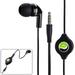 Premium Retractable Headset MONO Hands-free Earphone Mic Single Earbud Headphone Wired 3.5mm Black QAA for Samsung Galaxy S5 Mini Sport (SM-G860P) S6 Active S906L S7 Active Sol Tab 2 10.1 7