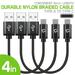 Cellet 3-Pack Premium 4-INCH USB-C Data Sync Cable 4â€� Heavy Duty Nylon Braided Type-C Charging/Data Sync Cable