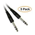 C&E 1/4 Inch Stereo Audio Patch Cable 1/4 Male 15 Feet 5 Pack