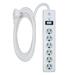 GE 6 Outlet Surge Protector 10 Ft Extension Cord Power Strip 800 Joules Flat Plug Twist-to-Close Safety Covers White 14092