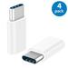 4x Afflux USB-C Adapter Connector USB Type C Male to Micro USB Female Adapter Charge Sync Converter For Samsung Galaxy S8 + Note 8 Nexus 5X 6P LG G5 G6 V20 HTC 10 Google Pixel XL OnePlus 3 5 White