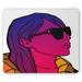 Retro Mouse Pad Abstract Woman Portrait with Sunglasses Cool Modern Design Funky Illustration Rectangle Non-Slip Rubber Mousepad Multicolor by Ambesonne