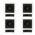 Theater Solutions TS1000 Flush Mount 10 Subwoofer Speaker and Amp 4 Pack