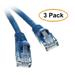 C&E Cat6a Blue Ethernet Patch Cable Snagless/Molded Boot 500 MHz 15 Feet 3 Pack