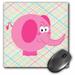 3dRose Cute Silly Round Pink Elephant Animal Cartoon On Plaid Background - Mouse Pad 8 by 8-inch (mp_119157_1)