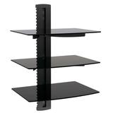 Impact Mounts 3 TIER GLASS SHELF WALL MOUNT UNDER TV CABLE BOX COMPONENT DVR DVD BRACKET