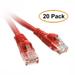 eDragon Cat5e Red Ethernet Patch Cable Snagless/Molded Boot 5 Feet 20 Pack