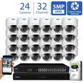 GW High End 32 Channel Ultra 4K NVR H.265 5 Megapixel IP PoE Security Camera System - 24 x 5MP Super HD 1920p Weatherproof 2.8-12mm Lens Dome Camera 8TB HDD