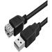 iMBAPrice Black USB 15 Feet 2.0 Extension Cable Type A Male to Type A Female 15 ft Black - Nickel Plated - Transfers data