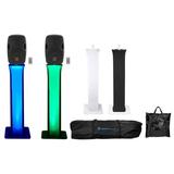 (2) Rockville BPA8 8 Powered Active 300w DJ Speakers w Bluetooth+Totem Stands