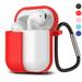 Tekcoo AirPods Case Protective Portable Silicone Cover Skin Compatible with Apple Airpods 1 & AirPods 2 [Front LED Not Visible] Accessories with Keychain - Flash Red