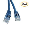 eDragon CAT5E Hi-Speed LAN Ethernet Patch Cable Snagless/Molded Boot 25 Feet Blue Pack of 3