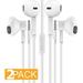 Earbud in-Ear Headphones [2-Pack] Premium Earphones with Microphone Remote Slide Controller HD Stereo and Noise Isolating Headset Compatible with iPhone Android and BlackBerry - RP-LCM125 - White