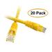 eDragon Cat5e Yellow Ethernet Patch Cable Snagless/Molded Boot 2 Feet 20 Pack