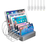 Hercules Tuff Charging Station - 6 Port Universal USB - short cables included - 3 different types