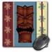 3dRose Wood grain Tropical Tiki Mask - Hawaiian Flowers Red and Blue - Mouse Pad 8 by 8-inch (mp_77491_1)