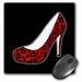 3dRose I Love Shoes - Red Cheetah High Heel Shoe on Black Mouse Pad 8 by 8 inches