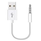 for iPod Shuffle Cable 3.5mm Male Jack to USB Power Charger Sync Data Transfer Cord 10.5CM Replacement Cable Compatible for iPod Shuffle 3rd | 4th | 5th Gen MP3/MP4 Case White