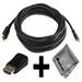 Olympus PEN E-PL1s Compatible 15ft HDMIÂ® to HDMIÂ® Mini Connector Cable Cord PLUS HDMIÂ® Male to HDMIÂ® Mini Female Adapter with Huetron Microfiber Cleaning Cloth
