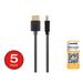 Monoprice HDMI Cable - 6 Feet - Black (5 Pack) Certified Premium High Speed 4K@60Hz HDR 18Gbps 34AWG YUV 4:4:4 Compatible with UHD TV and More - Ultra Slim Series