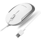 Macally Silent Wired Mouse - Slim & Compact USB Mouse for Apple Mac or Windows PC Laptop/Desktop - Designed with Optical Sensor & DPI Switch - Simple & Comfortable Wired Computer Mouse (White)
