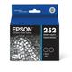 EPSON 252 DURABrite Ultra Ink Standard Capacity Black Dual Cartridge Pack (T252120-D2) Works with WorkForce WF-3620 WF-3640 WF-7110 WF-7610 WF-7620 WF-7710 WF-7720 WF-7210