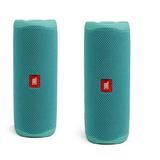 JBL Flip 5 Teal Portable Bluetooth Speaker Pair Bundle