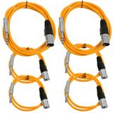 Seismic Audio 6 Pk of Orange XLR Male to 1/4 TRS Patch Cables - Two 6 ft Two 3 Ft Two 2 ft Orange - SATRXL-M6C-Orange