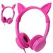 Cat Ears Headphones Kids Headphones VIVE COMB 2 in 1 Cat/Bunny Wired On-Ear Headphones Headsets with 85dB Volume Limited Children Headphones for Kids Pink