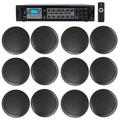 Rockville 6-Zone Amplifier+(12) 6.5 2-Way Black Ceiling Speakers For Restaurant