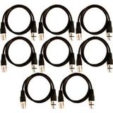 Seismic Audio SAXLX-3 8 Pack of Black 3 Foot XLR Patch Cables