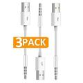 epacks for iPod Shuffle Cable 3-Pack 3.5mm Jack Plug Adapter to USB Power Charge USB Charger SYNC Data Cable Compatible for Apple iPod Shuffle 3rd 4th 5th Generation MP3/MP4 (Upgraded)