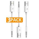 epacks for iPod Shuffle Cable 3-Pack 3.5mm Jack Plug Adapter to USB Power Charge USB Charger SYNC Data Cable Compatible for Apple iPod Shuffle 3rd 4th 5th Generation MP3/MP4 (Upgraded)