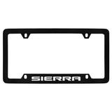 GMC Sierra Black Coated Metal Bottom Engraved License Plate Frame Holder