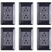 GREENCYCLE 6 Pack 2A Smart Dual USB Charger Wall Plate Outlet Socket 15A AC Power Outlet Charging Receptacle Black Adapter (ETL Listed)