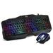 rii gaming keyboard and mouse combo led rainbow backlit usb wired computer keyboard 104 key spill-resistant design ergonomic wrist rest keyboard mouse set for windows pc gamer. black