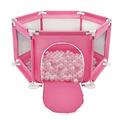 Selonis Hexagon 6 Side Play Pen with 200 Balls, Pink:Powder Pink/Pearl/Transparent
